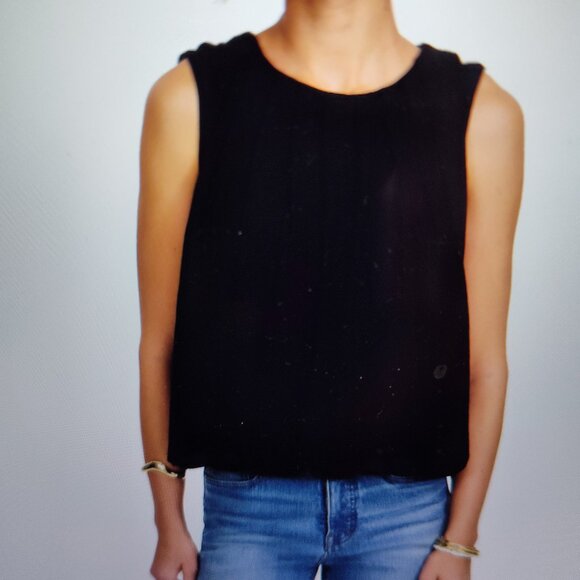 Ladies SZ L Madewell Black Sleeveless Bubble Hem Top - Picture 1 of 3